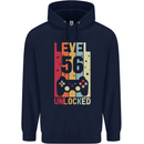 56th Birthday 56 Year Old Level Up Gamming Mens 80% Cotton Hoodie Navy Blue
