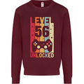 56th Birthday 56 Year Old Level Up Gamming Mens Sweatshirt Jumper Maroon