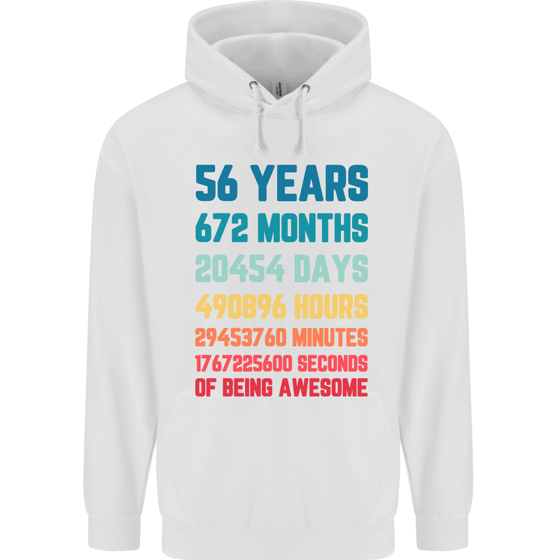56th Birthday 56 Year Old Mens 80% Cotton Hoodie White
