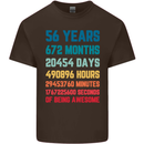 56th Birthday 56 Year Old Mens Cotton T-Shirt Tee Top Dark Chocolate