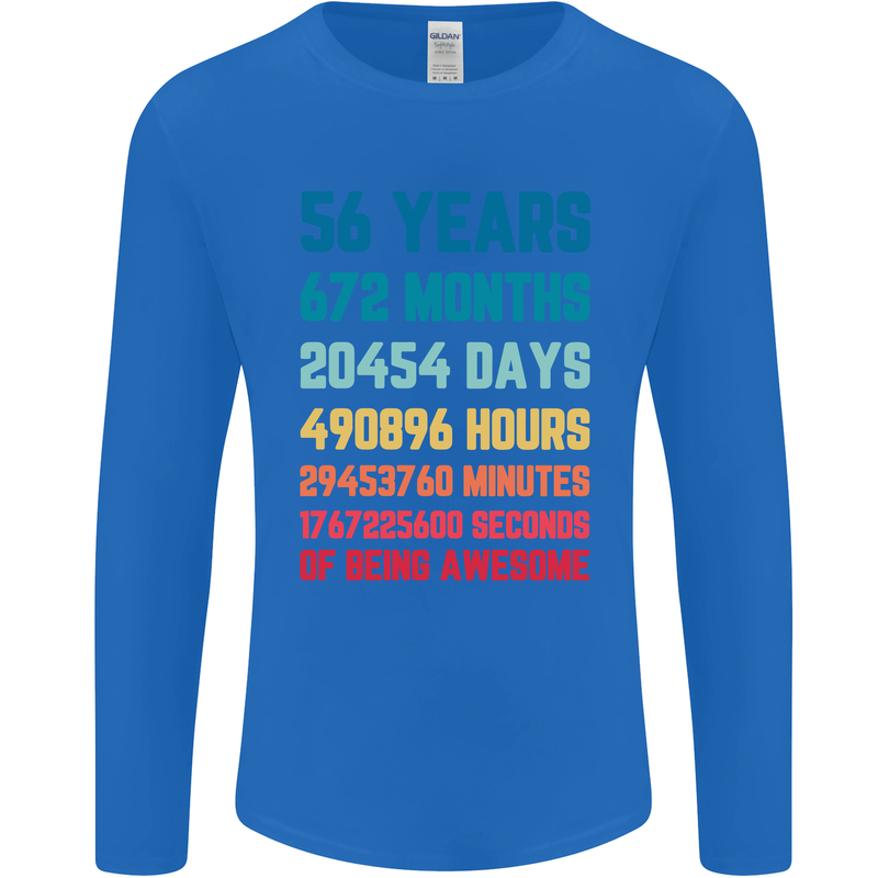 56th Birthday 56 Year Old Mens Long Sleeve T-Shirt Royal Blue