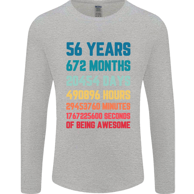 56th Birthday 56 Year Old Mens Long Sleeve T-Shirt Sports Grey