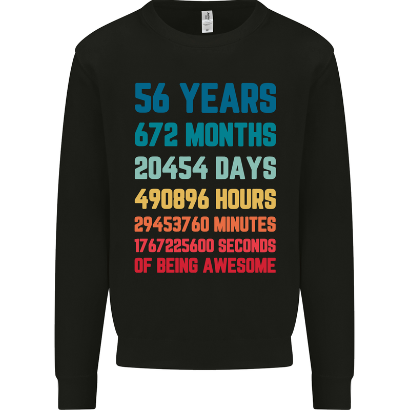 56th Birthday 56 Year Old Mens Sweatshirt Jumper Black