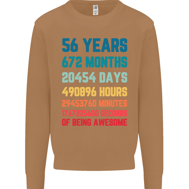56th Birthday 56 Year Old Mens Sweatshirt Jumper Caramel Latte