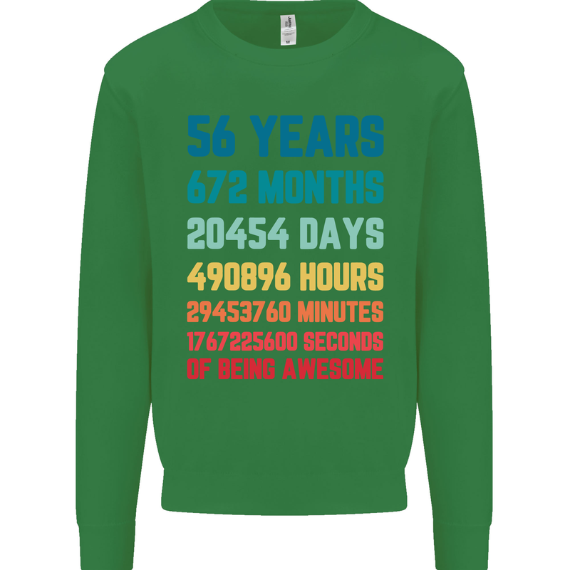 56th Birthday 56 Year Old Mens Sweatshirt Jumper Irish Green