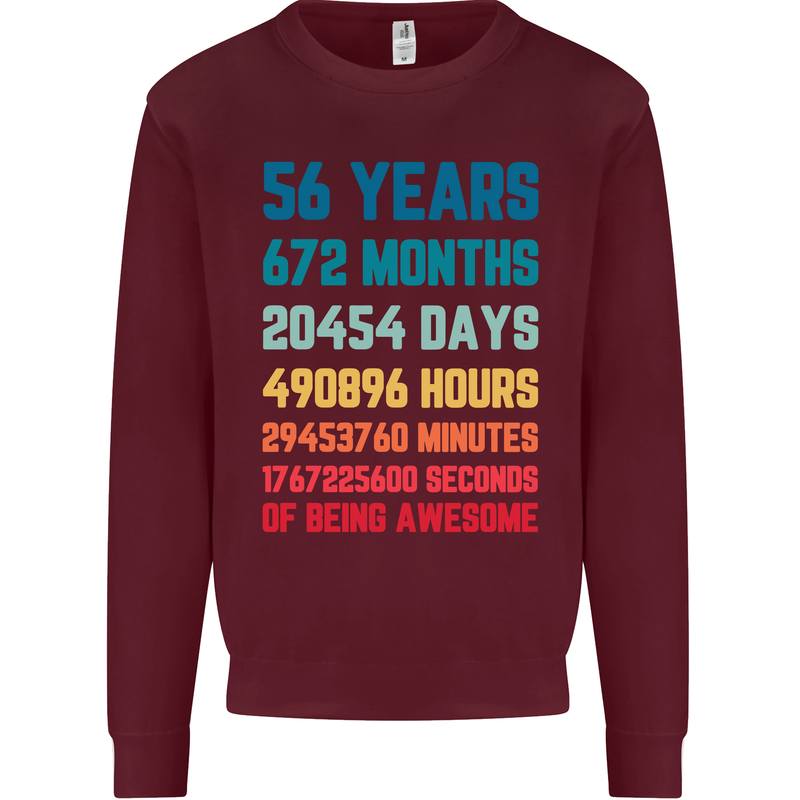 56th Birthday 56 Year Old Mens Sweatshirt Jumper Maroon