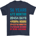 56th Birthday 56 Year Old Mens T-Shirt 100% Cotton Navy Blue