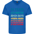 56th Birthday 56 Year Old Mens V-Neck Cotton T-Shirt Royal Blue