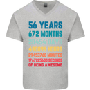56th Birthday 56 Year Old Mens V-Neck Cotton T-Shirt Sports Grey
