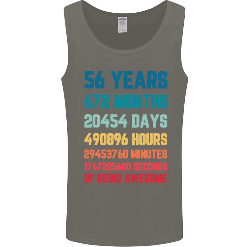 56th Birthday 56 Year Old Mens Vest Tank Top Charcoal