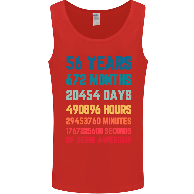 56th Birthday 56 Year Old Mens Vest Tank Top Red
