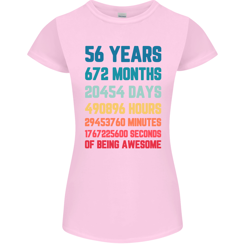 56th Birthday 56 Year Old Womens Petite Cut T-Shirt Light Pink