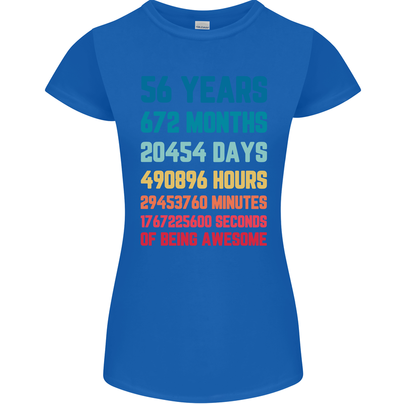 56th Birthday 56 Year Old Womens Petite Cut T-Shirt Royal Blue
