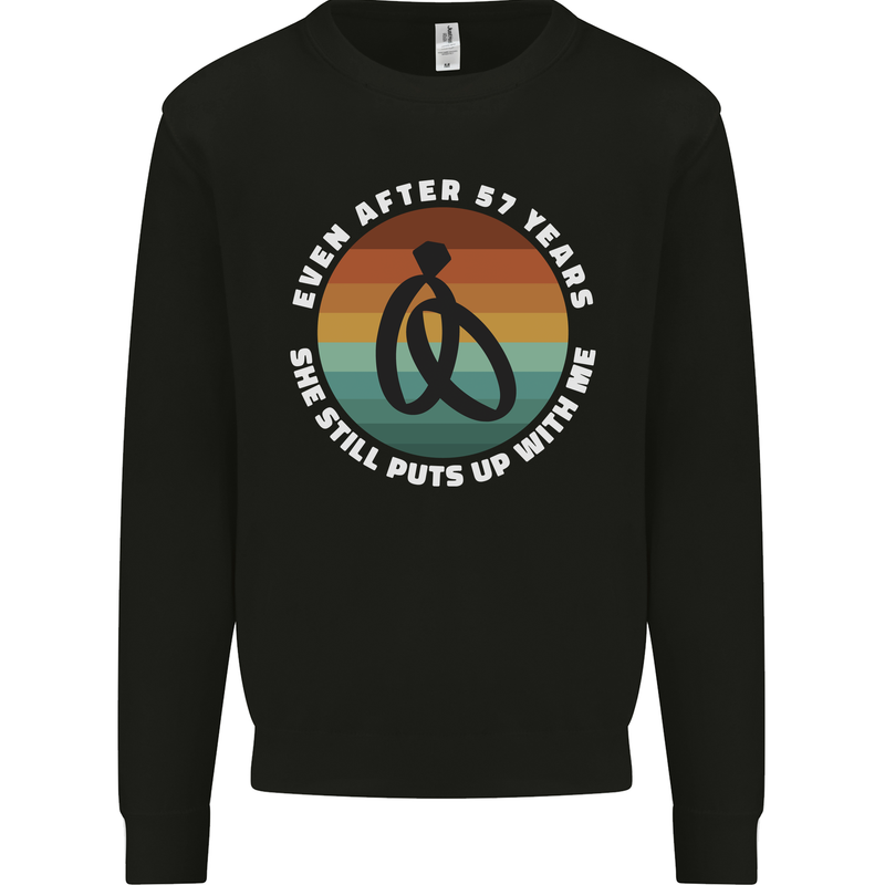 57 Year Wedding Anniversary 57th Marriage Mens Sweatshirt Jumper Black