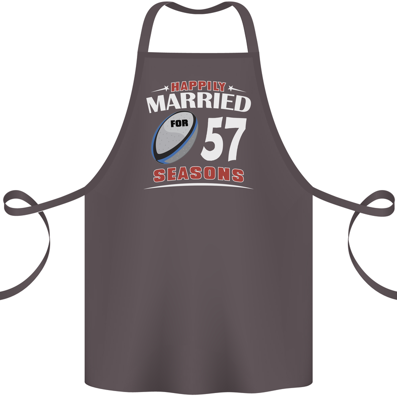 57 Year Wedding Anniversary 57th Rugby Cotton Apron 100% Organic Dark Grey