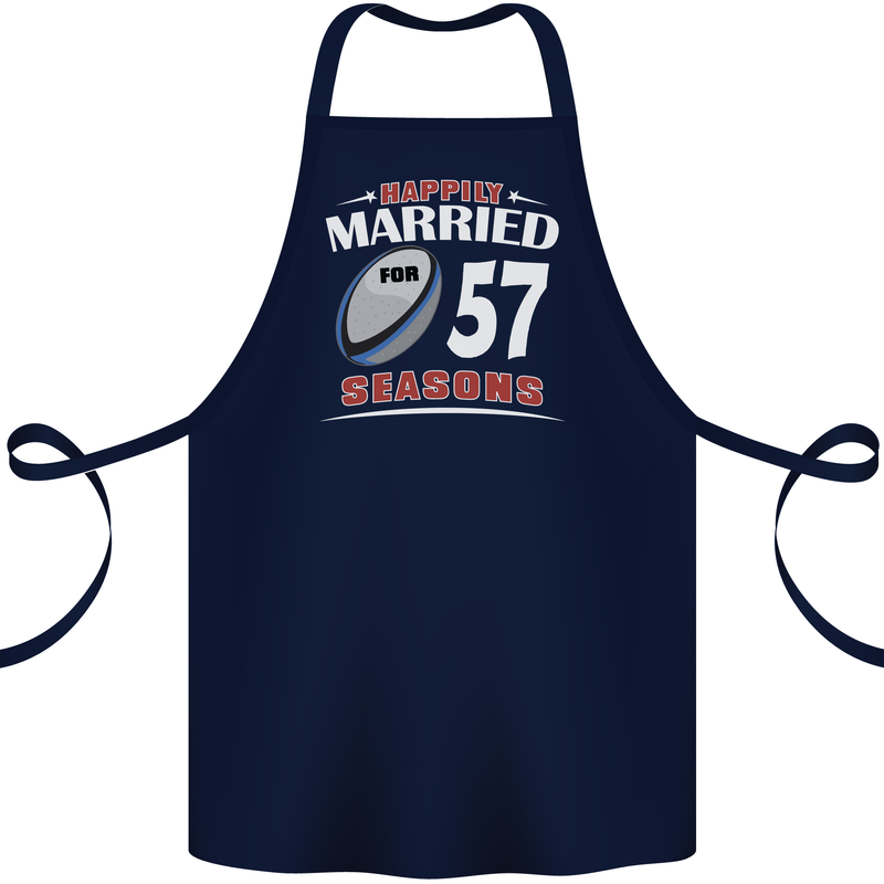 57 Year Wedding Anniversary 57th Rugby Cotton Apron 100% Organic Navy Blue