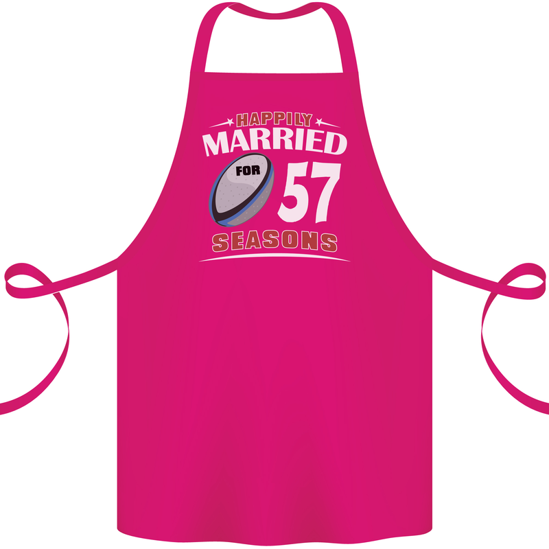 57 Year Wedding Anniversary 57th Rugby Cotton Apron 100% Organic Pink