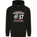 57 Year Wedding Anniversary 57th Rugby Mens 80% Cotton Hoodie Black