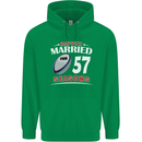 57 Year Wedding Anniversary 57th Rugby Mens 80% Cotton Hoodie Irish Green