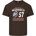 57 Year Wedding Anniversary 57th Rugby Mens Cotton T-Shirt Tee Top Dark Chocolate