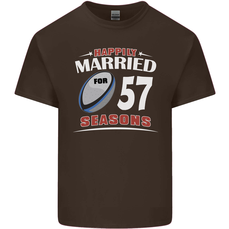 57 Year Wedding Anniversary 57th Rugby Mens Cotton T-Shirt Tee Top Dark Chocolate