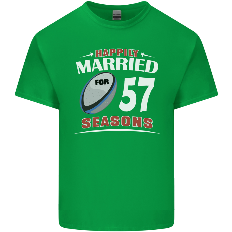 57 Year Wedding Anniversary 57th Rugby Mens Cotton T-Shirt Tee Top Irish Green