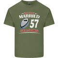 57 Year Wedding Anniversary 57th Rugby Mens Cotton T-Shirt Tee Top Military Green