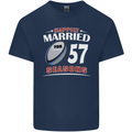 57 Year Wedding Anniversary 57th Rugby Mens Cotton T-Shirt Tee Top Navy Blue