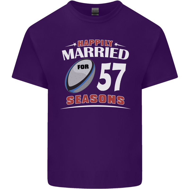 57 Year Wedding Anniversary 57th Rugby Mens Cotton T-Shirt Tee Top Purple