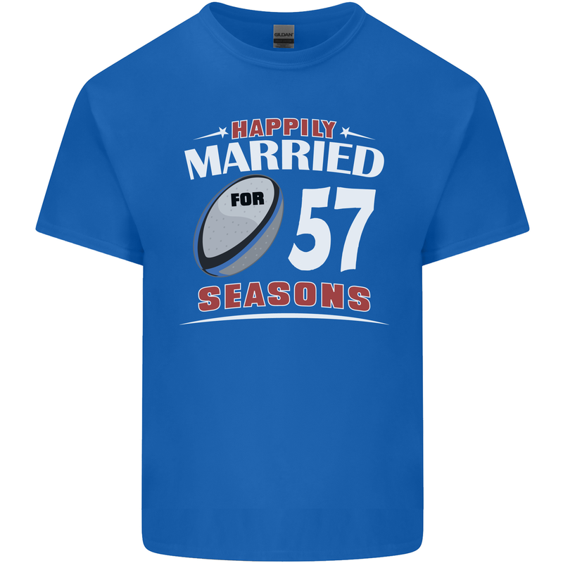 57 Year Wedding Anniversary 57th Rugby Mens Cotton T-Shirt Tee Top Royal Blue