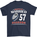 57 Year Wedding Anniversary 57th Rugby Mens T-Shirt 100% Cotton Navy Blue