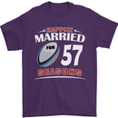 57 Year Wedding Anniversary 57th Rugby Mens T-Shirt 100% Cotton Purple