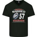 57 Year Wedding Anniversary 57th Rugby Mens V-Neck Cotton T-Shirt Black