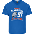57 Year Wedding Anniversary 57th Rugby Mens V-Neck Cotton T-Shirt Royal Blue