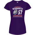 57 Year Wedding Anniversary 57th Rugby Womens Petite Cut T-Shirt Purple