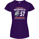57 Year Wedding Anniversary 57th Rugby Womens Petite Cut T-Shirt Purple