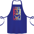 57th Birthday 57 Year Old Level Up Gamming Cotton Apron 100% Organic Royal Blue