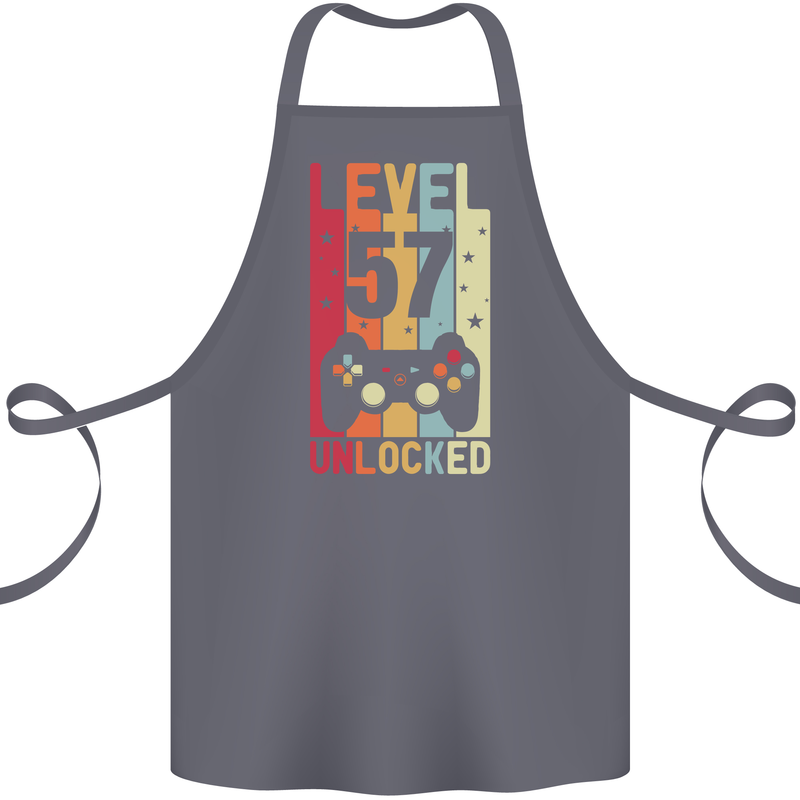 57th Birthday 57 Year Old Level Up Gamming Cotton Apron 100% Organic Steel