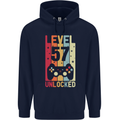 57th Birthday 57 Year Old Level Up Gamming Mens 80% Cotton Hoodie Navy Blue