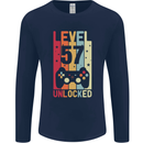 57th Birthday 57 Year Old Level Up Gamming Mens Long Sleeve T-Shirt Navy Blue