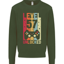 57th Birthday 57 Year Old Level Up Gamming Mens Sweatshirt Jumper Forest Green