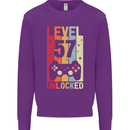 57th Birthday 57 Year Old Level Up Gamming Mens Sweatshirt Jumper Purple