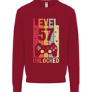 57th Birthday 57 Year Old Level Up Gamming Mens Sweatshirt Jumper Red