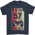 57th Birthday 57 Year Old Level Up Gamming Mens T-Shirt 100% Cotton Navy Blue