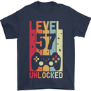 57th Birthday 57 Year Old Level Up Gamming Mens T-Shirt 100% Cotton Navy Blue