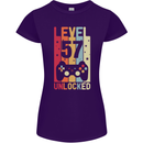 57th Birthday 57 Year Old Level Up Gamming Womens Petite Cut T-Shirt Purple