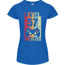 57th Birthday 57 Year Old Level Up Gamming Womens Petite Cut T-Shirt Royal Blue