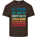 57th Birthday 57 Year Old Mens Cotton T-Shirt Tee Top Dark Chocolate
