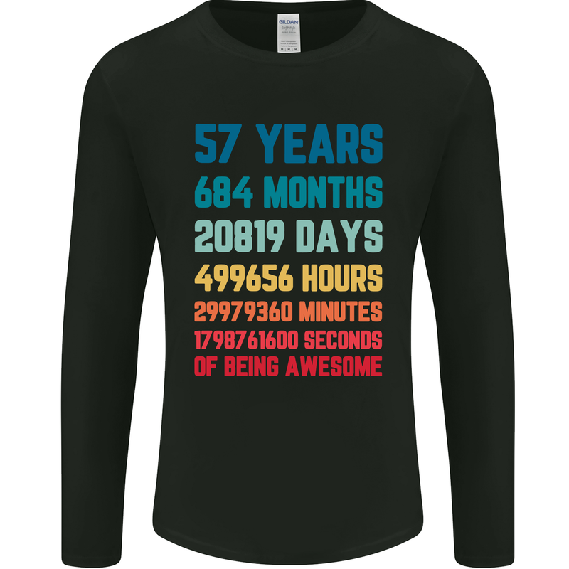 57th Birthday 57 Year Old Mens Long Sleeve T-Shirt Black