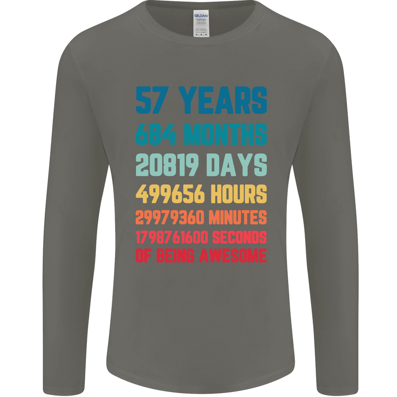 57th Birthday 57 Year Old Mens Long Sleeve T-Shirt Charcoal